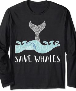 Save Whales Orca Design Unique Graphic Illustration Long Sleeve T-Shirt