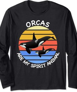 Orcas Are My Spirit Animal Whale Watcher Lover Gift Design Long Sleeve T-Shirt