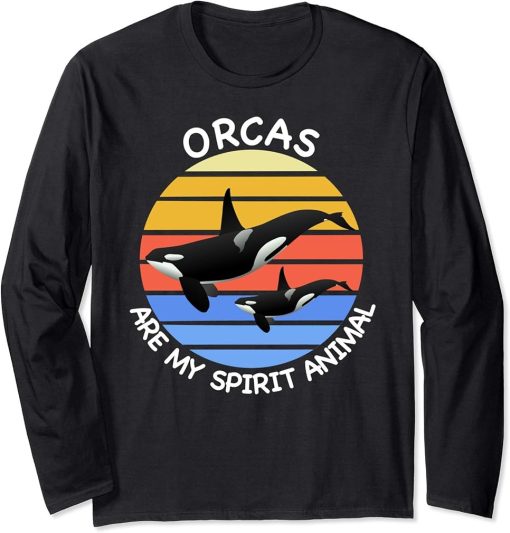 Orcas Are My Spirit Animal Whale Watcher Lover Gift Design Long Sleeve T-Shirt