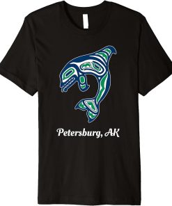 Blue Green Native American Petersburg AK Orca Killer Whale Premium T-Shirt