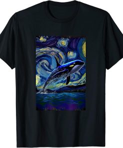 Orca Starry night painting in Starry Night Painting T-Shirt